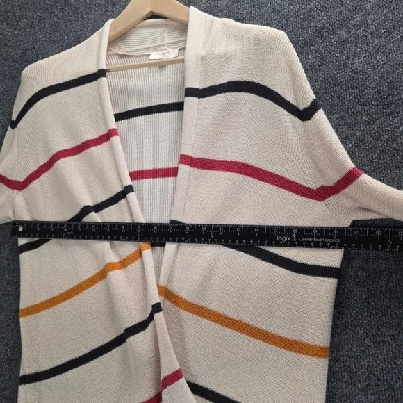 LOFT Outlet Striped Open Front‎ Cardigan Sweater Women's Size S Beige Red Orange - Picture 10 of 10